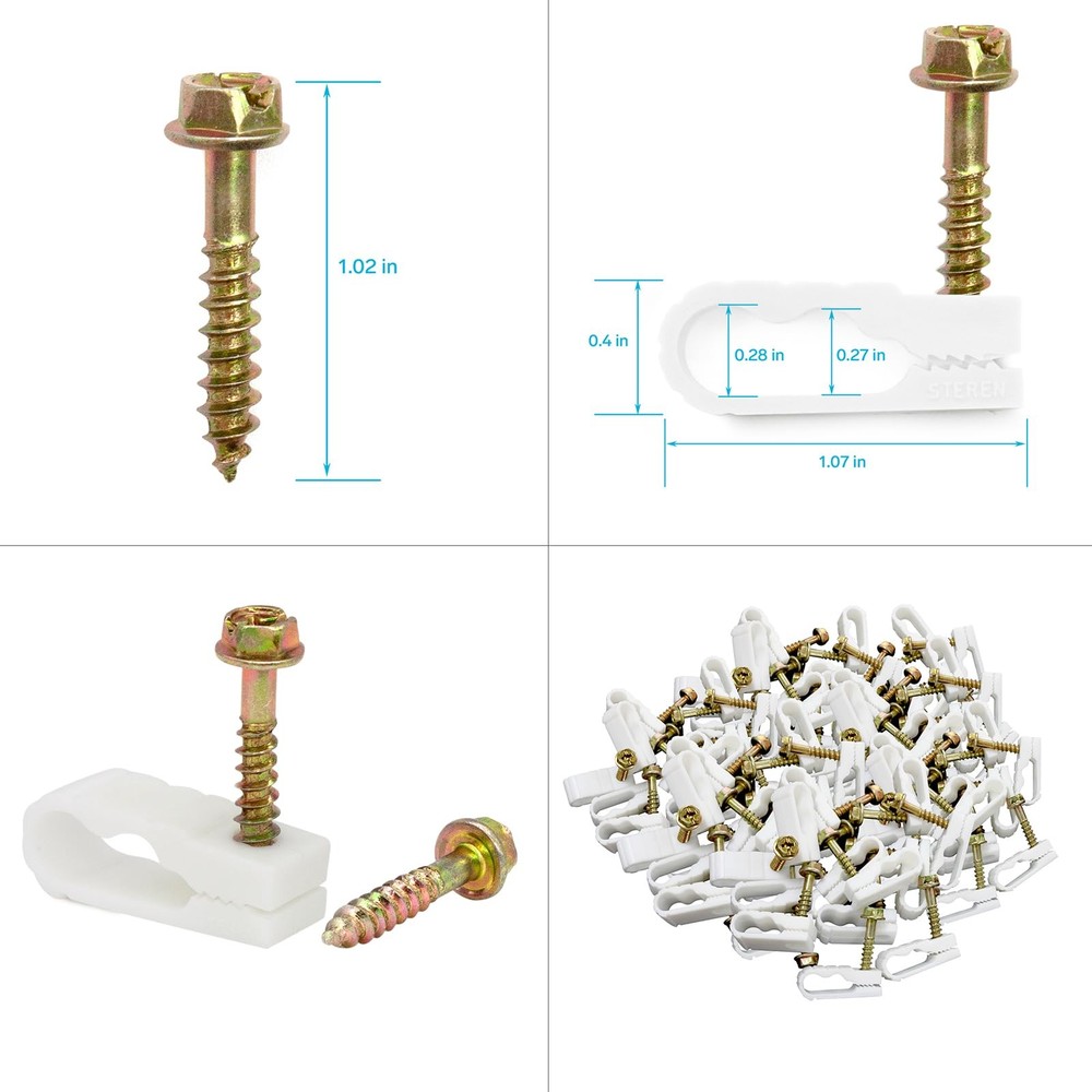 Coaxial Cable Clips - Cable Holder - Wire Clips - Siding Clips for Hanging - ...