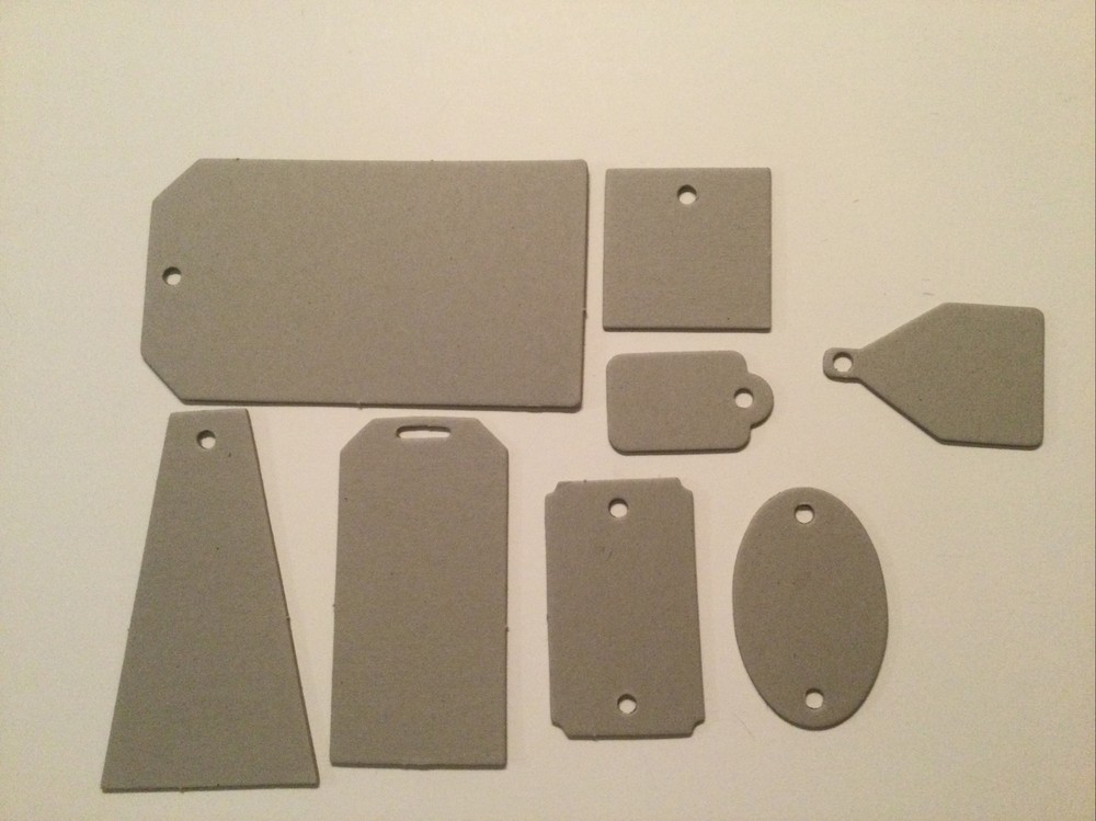 Basic Grey 8 chipboard tags, undressed