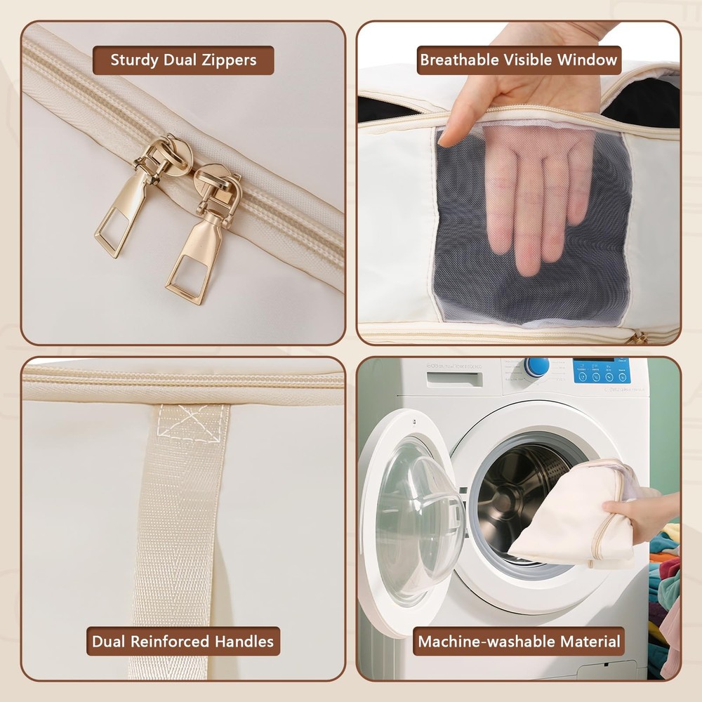 Compression Storage Bags for Down Comforters, Foldable Reusable Organizer for...
