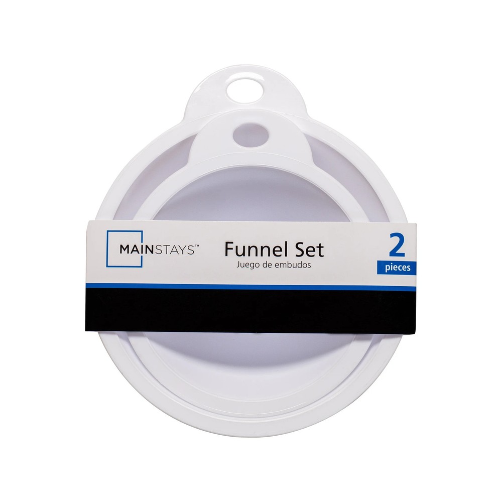 Mainstays 2-Piece Kitchen Funnel Set, White, Plastic