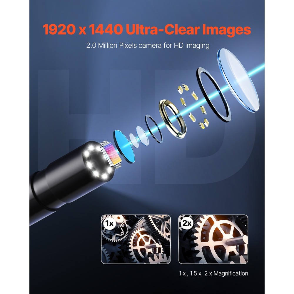 Endoscope Camera 1920P HD Borescope for Android & IOS with 49.2FT Cable