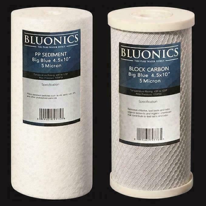 Bluonics CTO Carbon Block & Sediment 4.5" x 10" Replacement Filter Cartridges