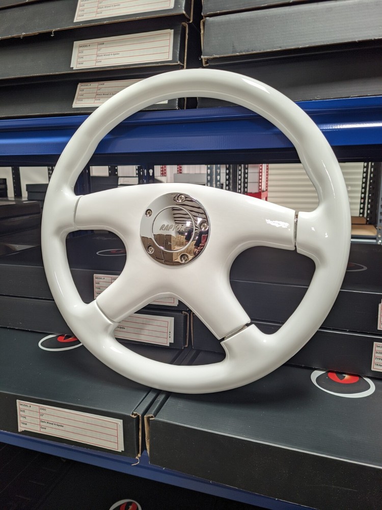 RAPTOR 15" WHITE WOOD STEERING WHEEL