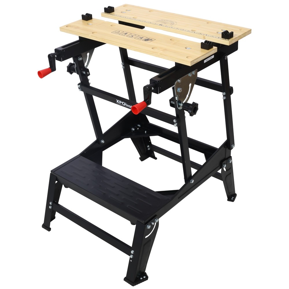 Portable Foldable Workbench, 550 lb Capacity, Adjustable Jaws & 4 Rotating Pins