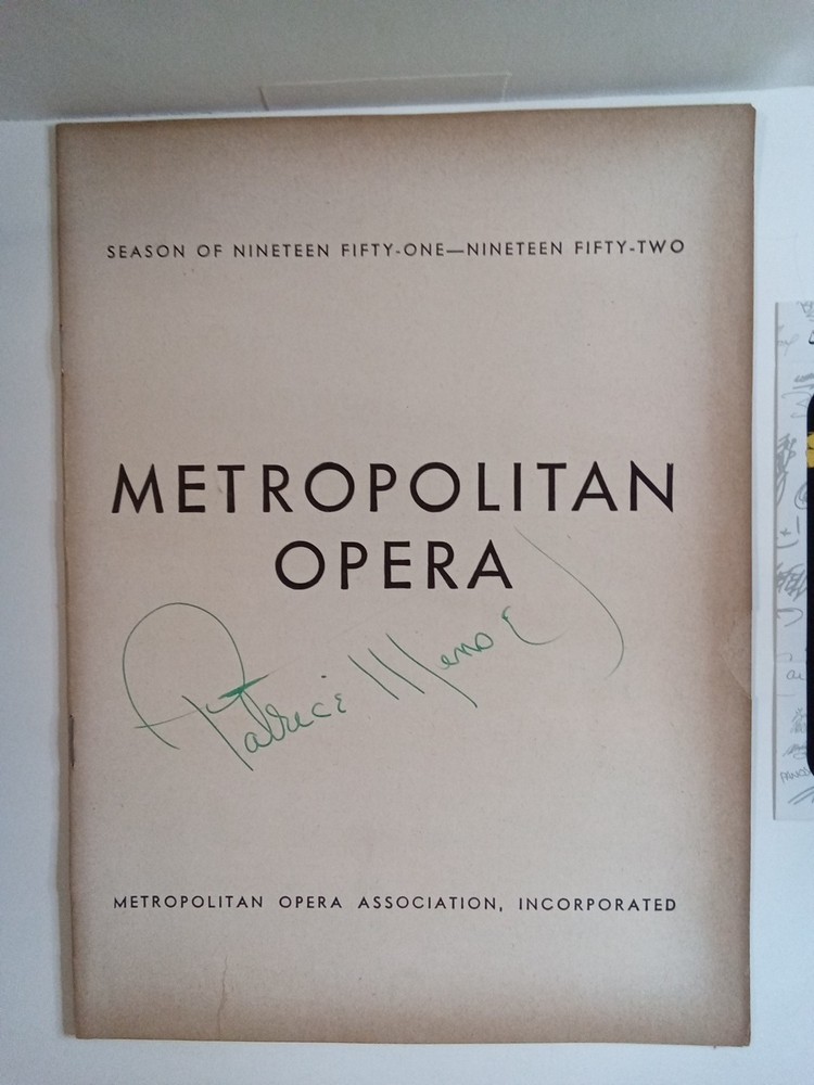 Patrice Munsel Metropolitan Opera Legend Signed Opera Program JSA