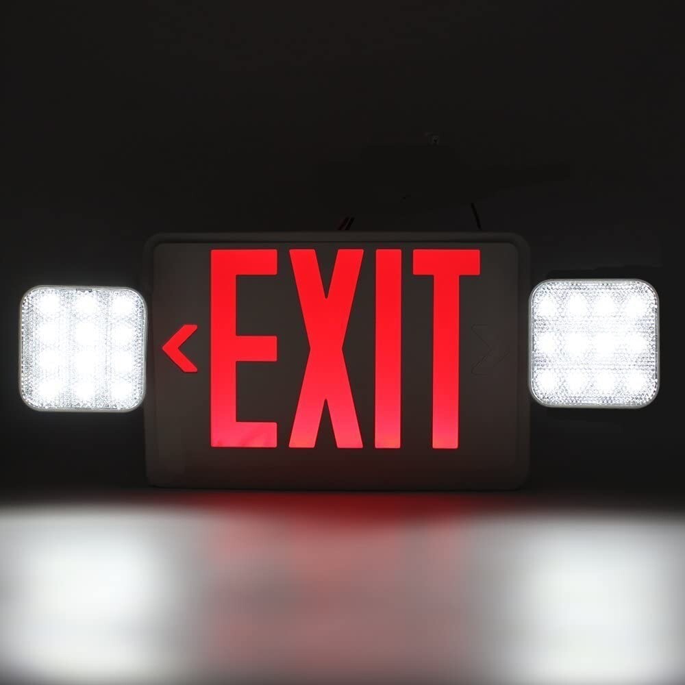 6 Pack LED Exit Sign with Emergency Light–Hi Output Compact Combo UL listed Red