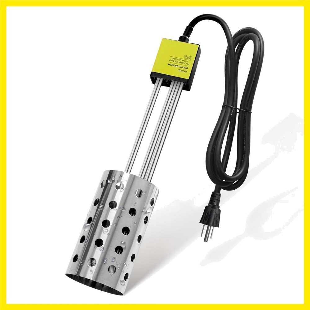 1500W Bucket Heater, Rust Proof Built in Temperature Controller Immersion Wat...