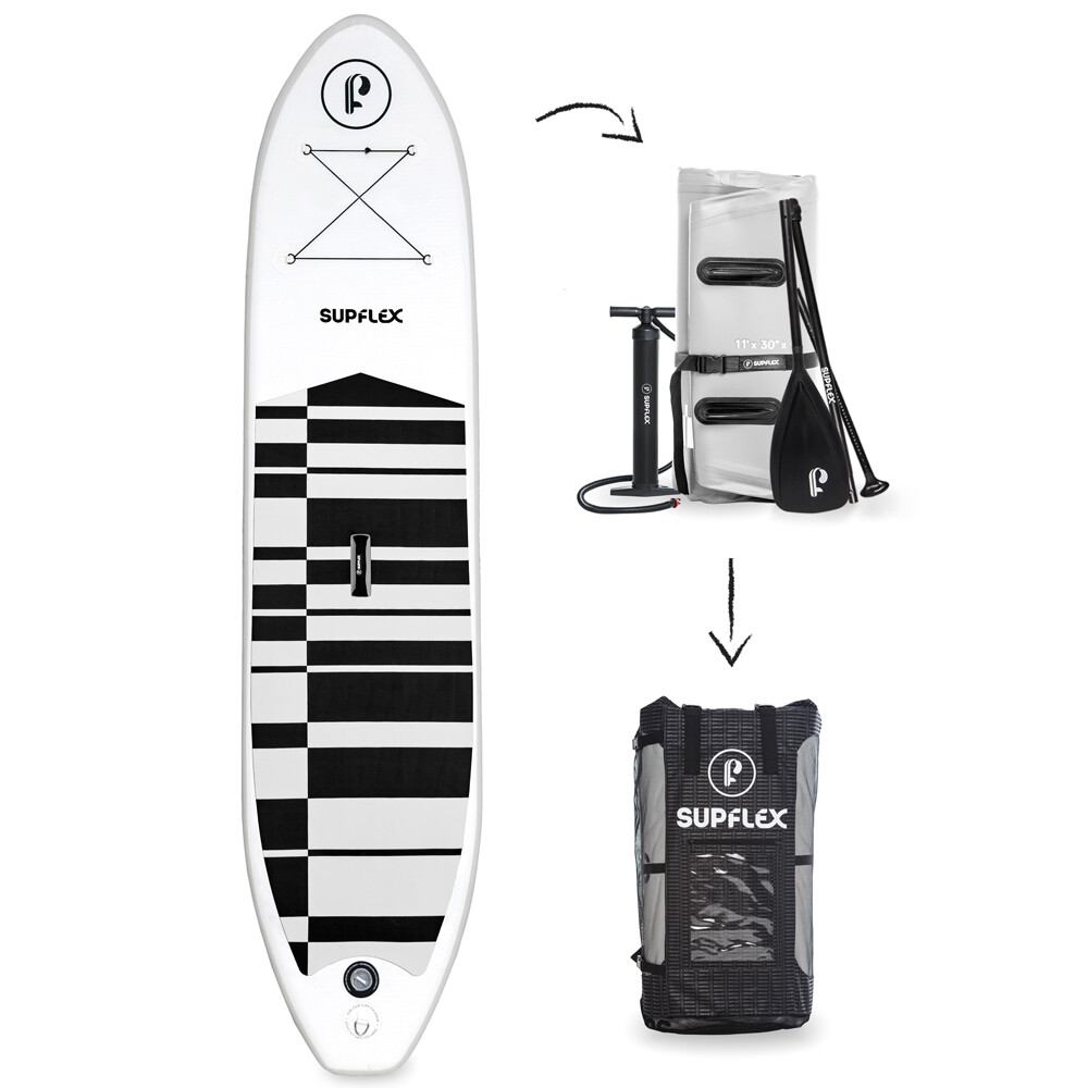 Supflex paddle Board Backpack Paddle leash Pump 11 foot Extra fun model GREY