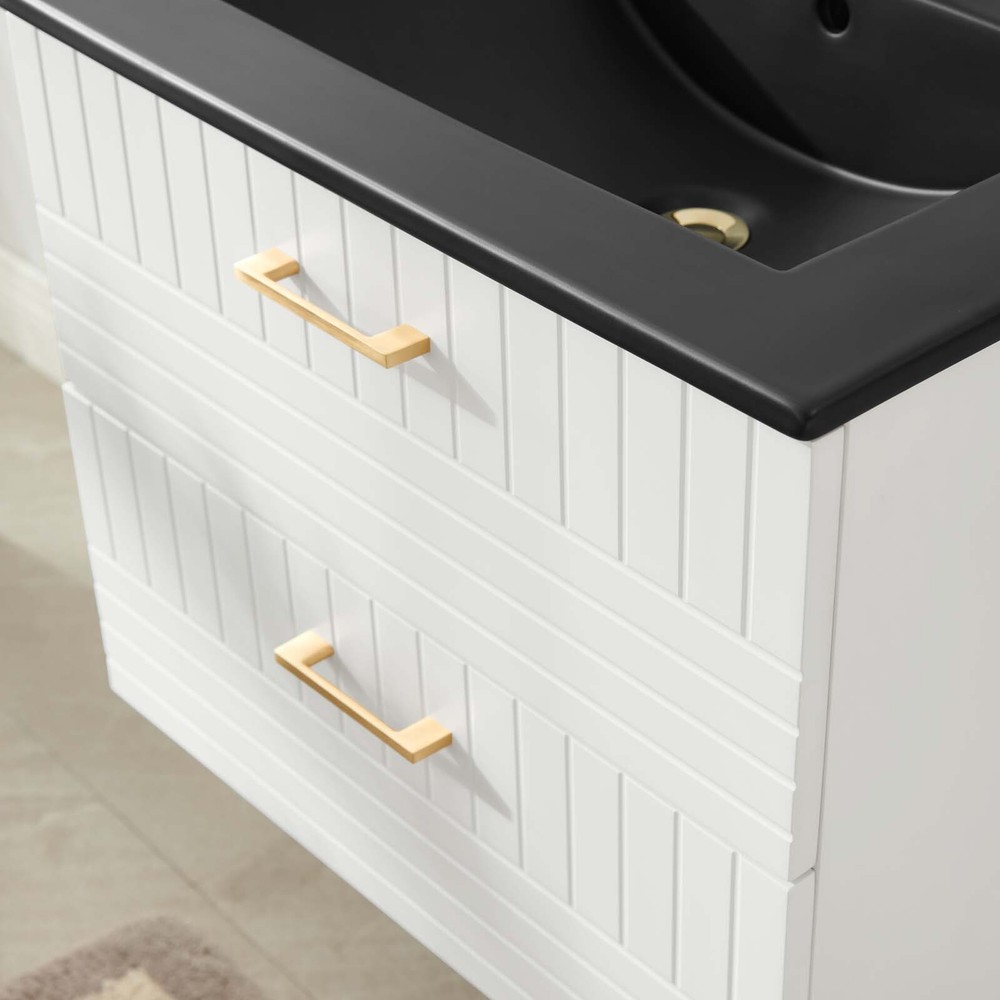 Modway Daybreak 24" Wall-Mount Bathroom Vanity in White Black