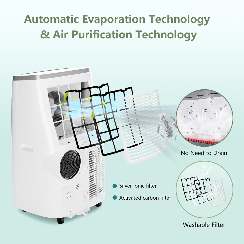 🔥14000 BTU Portable Air Conditioners 24H Timer Remote Control Sleep Mode AC Uni