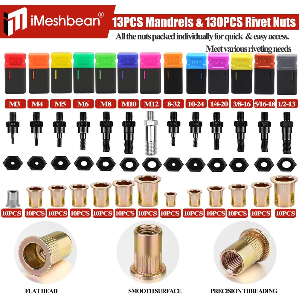 Rivet Nut Gun Kit Rivnut Setting Tools Nut Setter Tool Hand Blind Riveter 13"