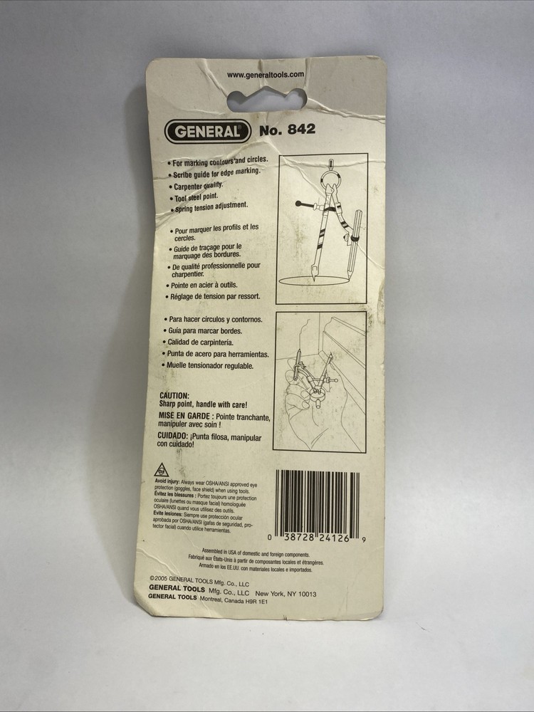 VINTAGE NEW! 2005 GENERAL TOOLS 842 PENCIL COMPASS SCRIBER