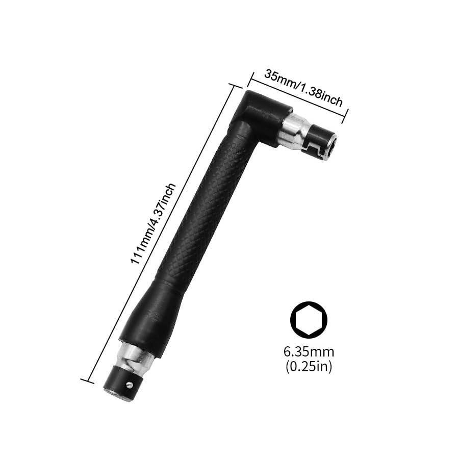 2 Pack 1/4" Bit Driver Handle 90 Degree L-Shaped Right Angle Stubby Wrench Sc...