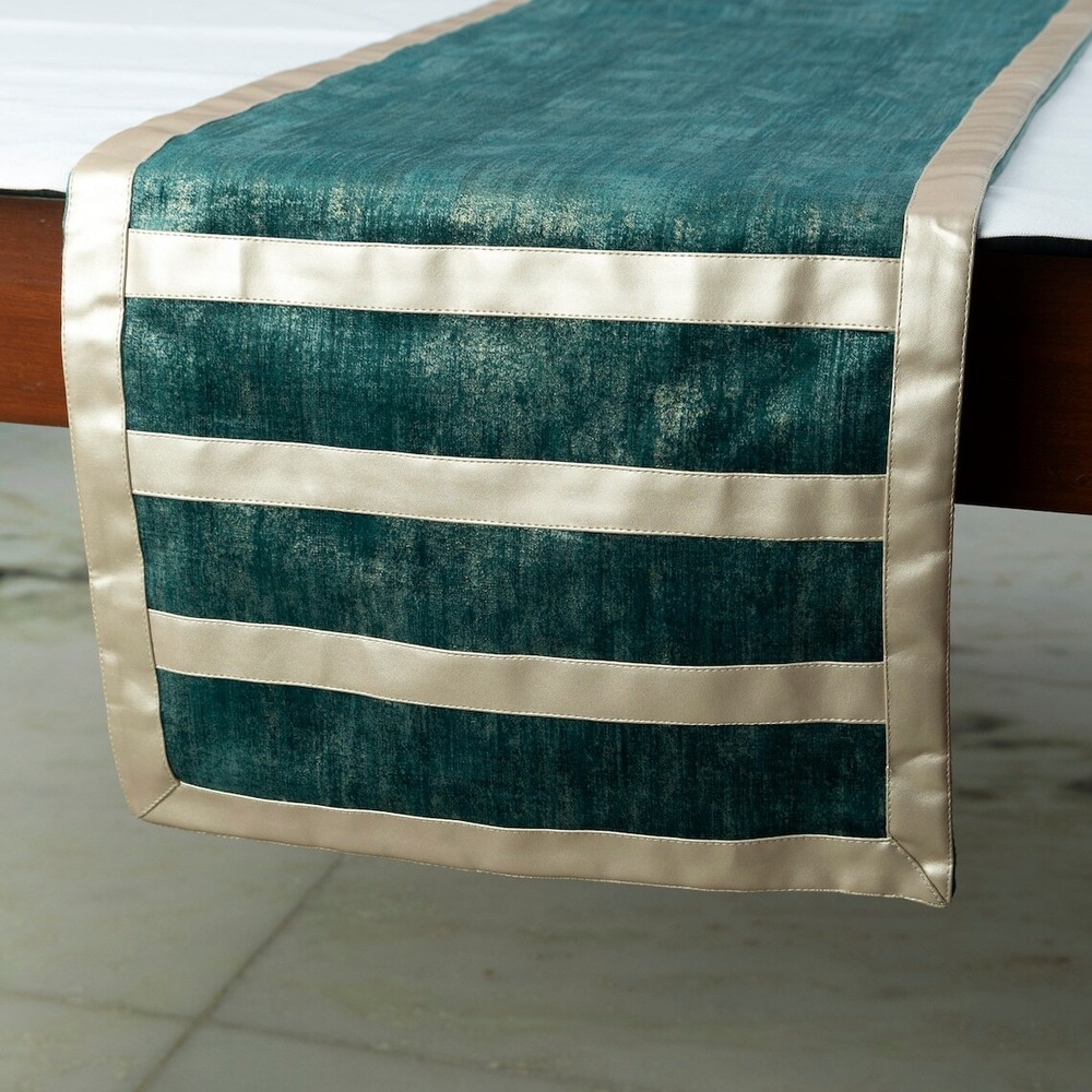 Decorative Table Runner Blue Velvet Wedding Décor Elegant Table Décor - Azriel