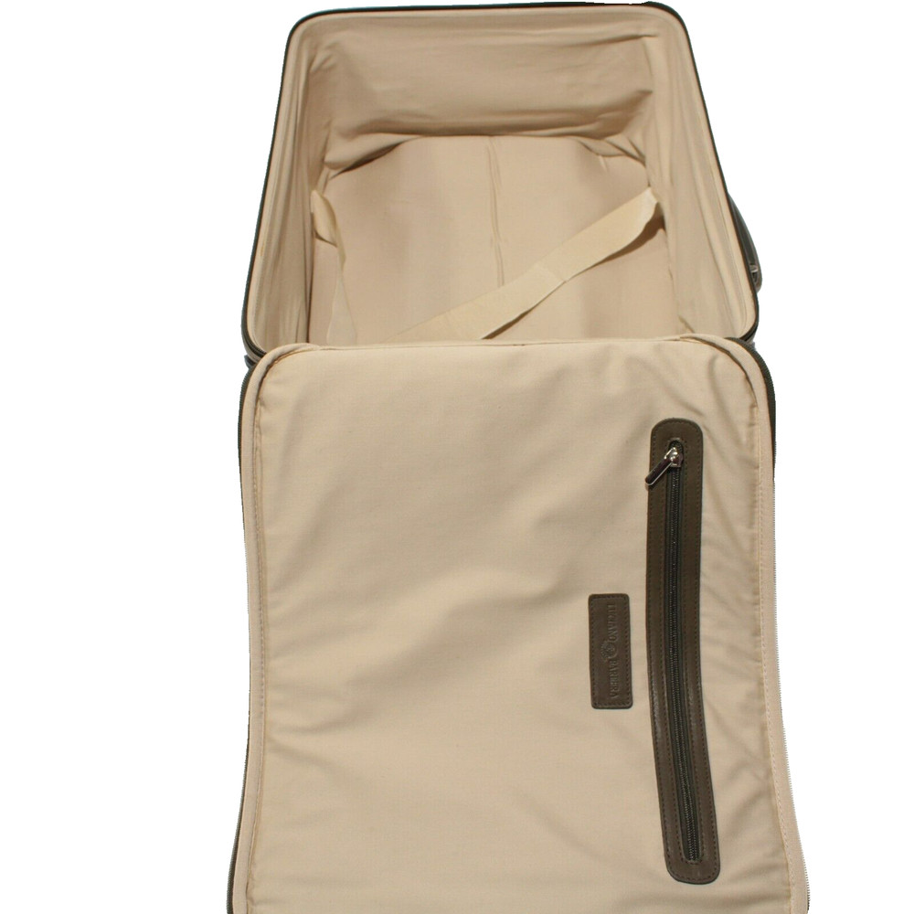 Luciano Barbera NWOT Leather Roller Suitcase in Solid Olive Green