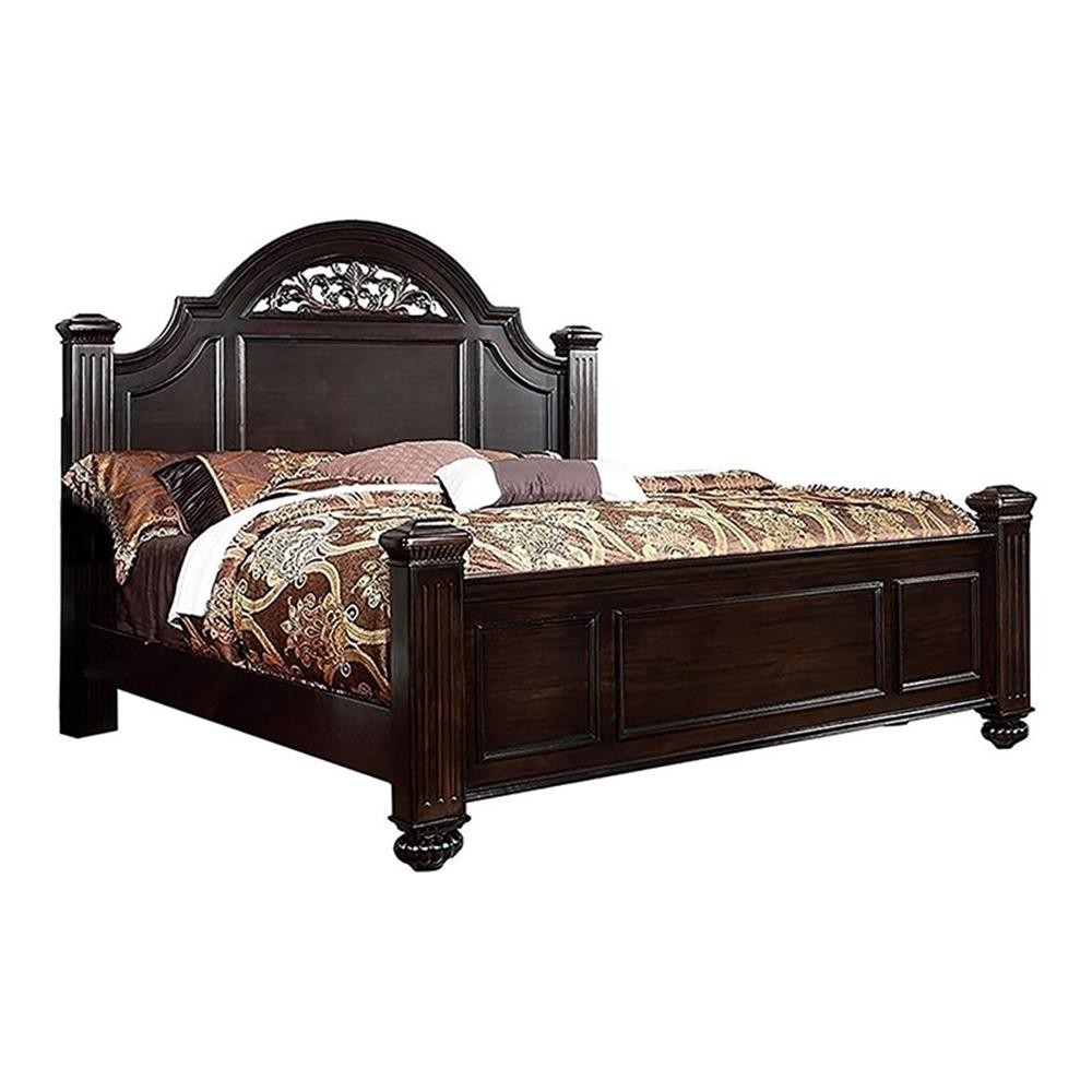 Bowery Hill 2pc Dark Walnut Solid Wood Bedroom Set - King Bed + Nightstand