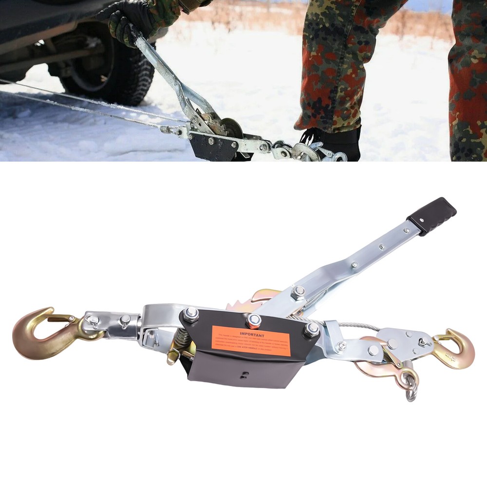 Power Puller Tightener with 3 Hooks and Dual Gears,Heavy Duty Cable Winch Puller