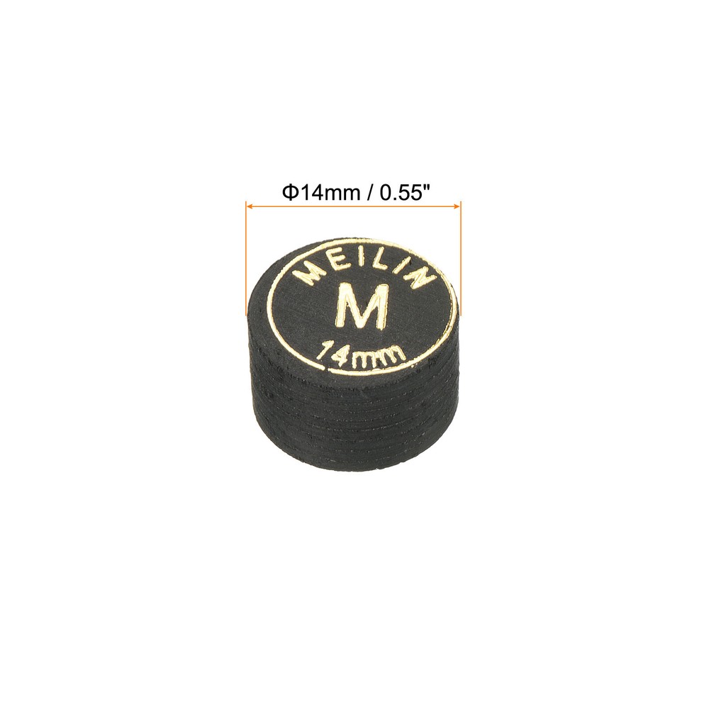 4Pcs 14mm Pool Cue Tips Medium Laminated Glue-on Billiard Stick Tips, Black