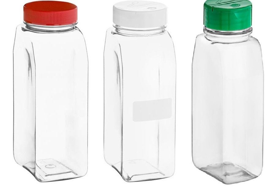 3-Pack Empty Clear Rectangular Spice 1LB Container Canister Jar Dual Flapper Lid