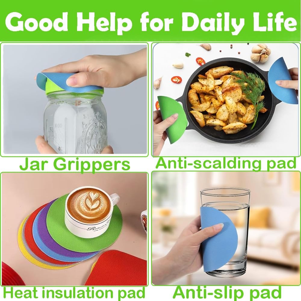 6pcs Rubber Jar Opener Set Bottle Gripper Non Slip Pads Multi-function Can Op...