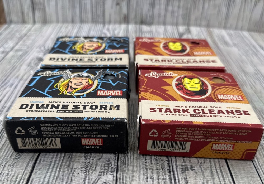 Dr Squatch 2 Divine Storm & 2 Stark Clense Limited Edition Soap Marvel New
