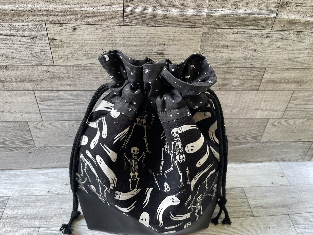 Project Bag For Knitting Crochet handmade Drawstring fall Halloween Ghost
