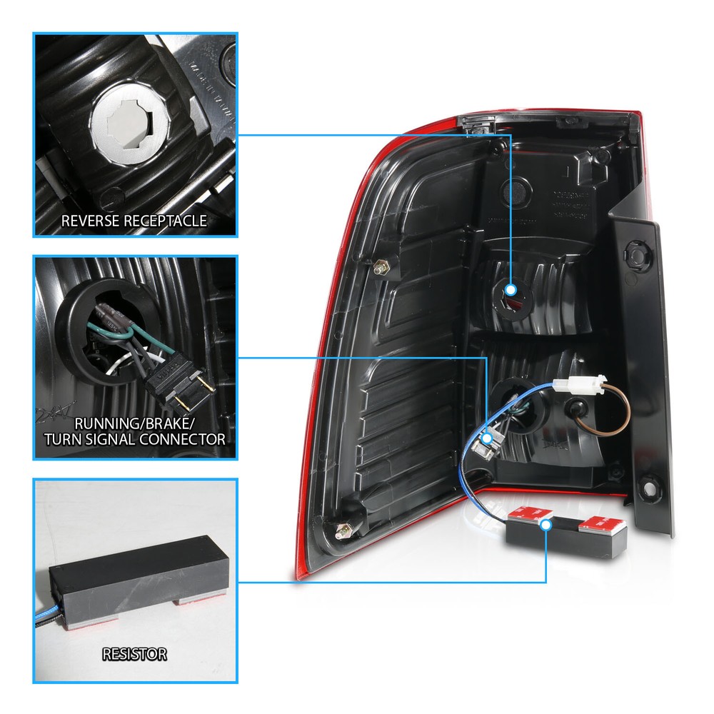 2007-2017 LED C Bar For Ford Expedition Chrome Tail Lights Replacement Pair