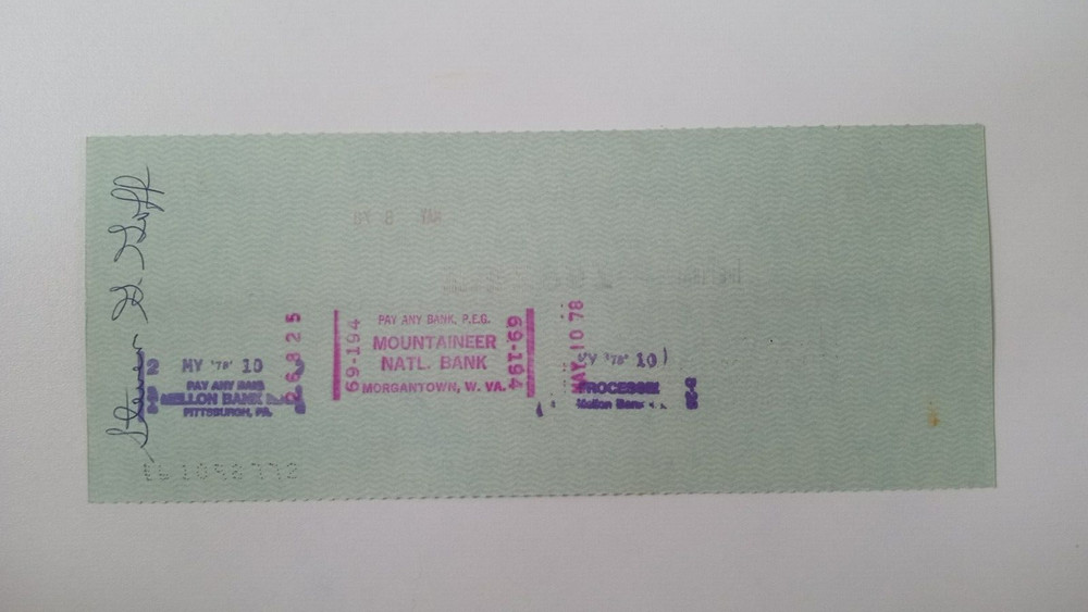 Steve Goff: 1978 Pittsburgh Pirates Expense Check