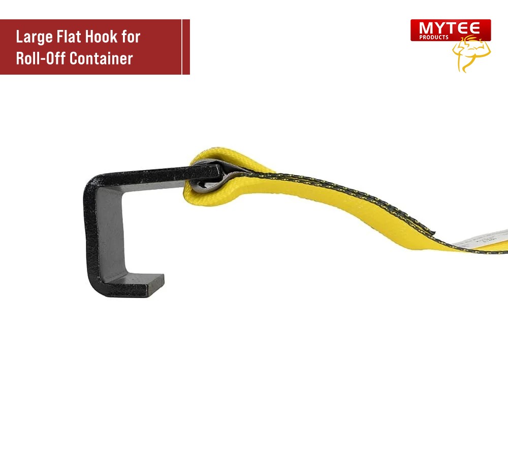 (20 Pack) 4" x 5' Roll Off Container Yellow Winch Strap w/ Large Flat Hook fo...