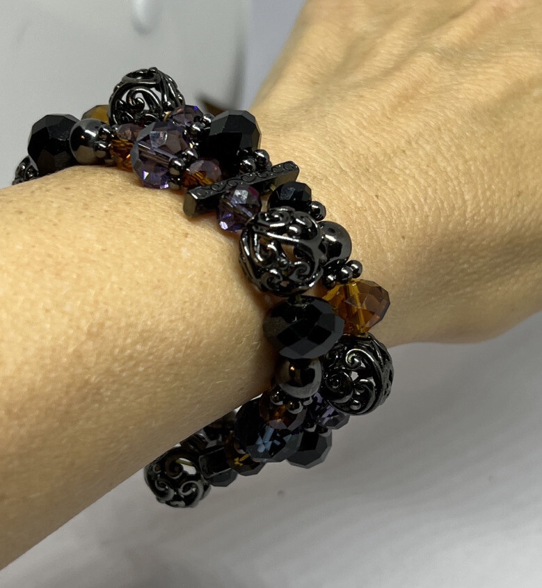Faceted Glass Beads Multi-Row Bracelet X 2