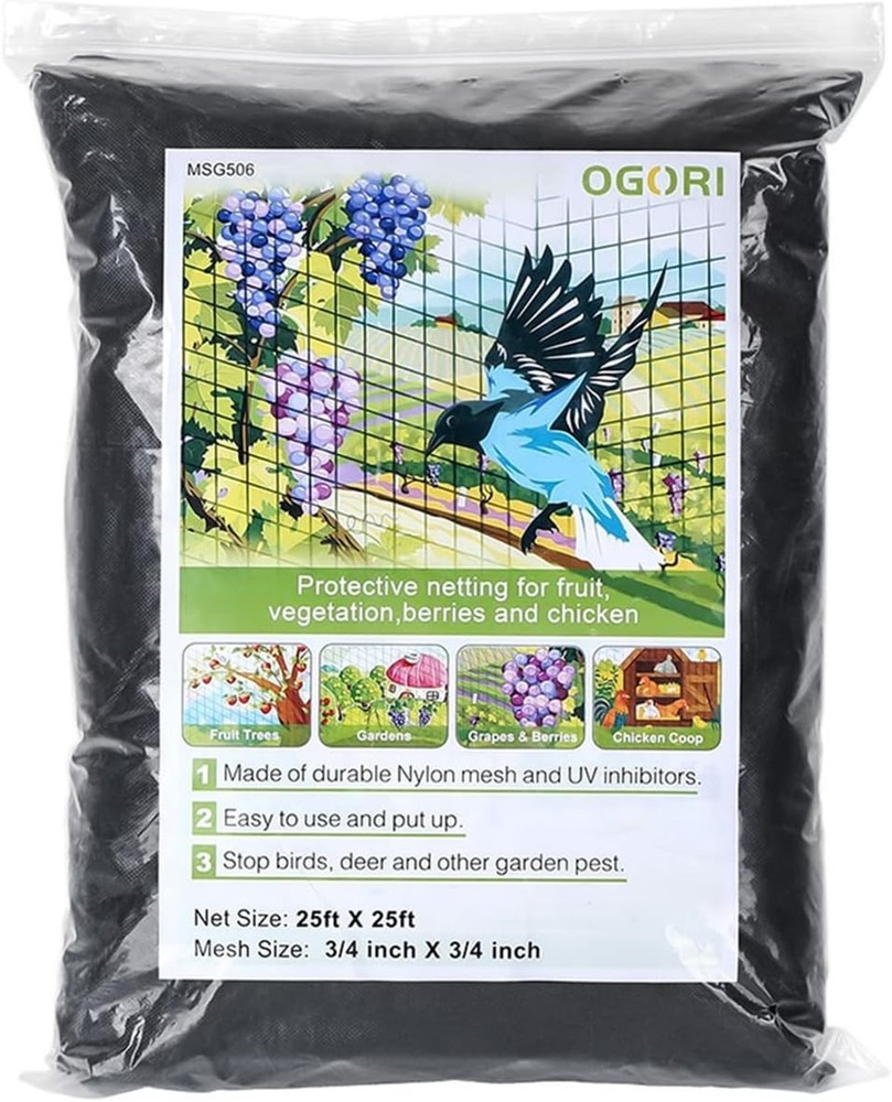 Multi-Functional 25' x 25' Nylon Netting - Protect Against Birds & Animals