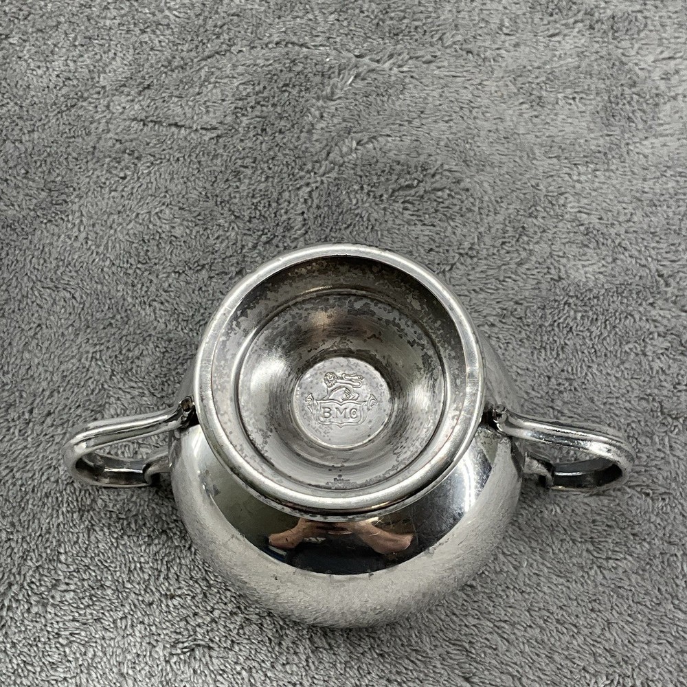Vintage B.M.C Silver Plated Sugar Bowl Double Handle