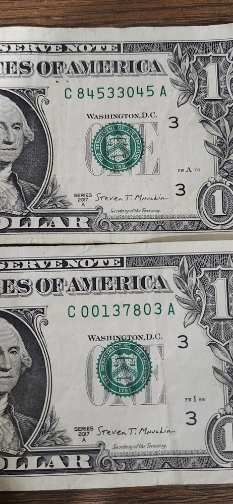 Extra Green Ink Smear & Green Seal Misaligned Print Errors 2017A $1 Bill