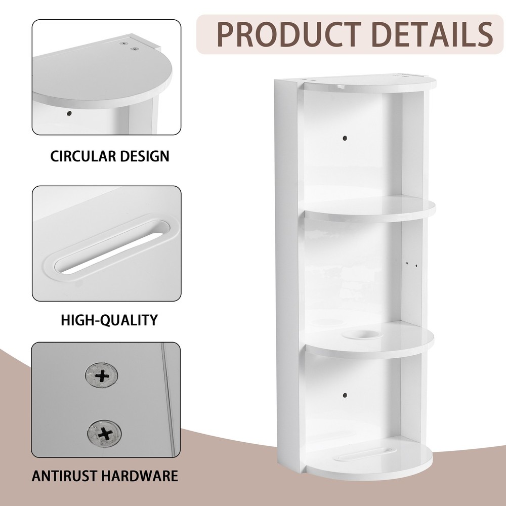 12" Bathroom Wall-Mounted Storage Rack, Float Mounting Design,(KD-Packing)