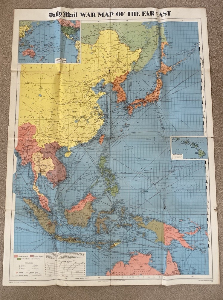 Daily Mail 1944 WW2 Far East War Map