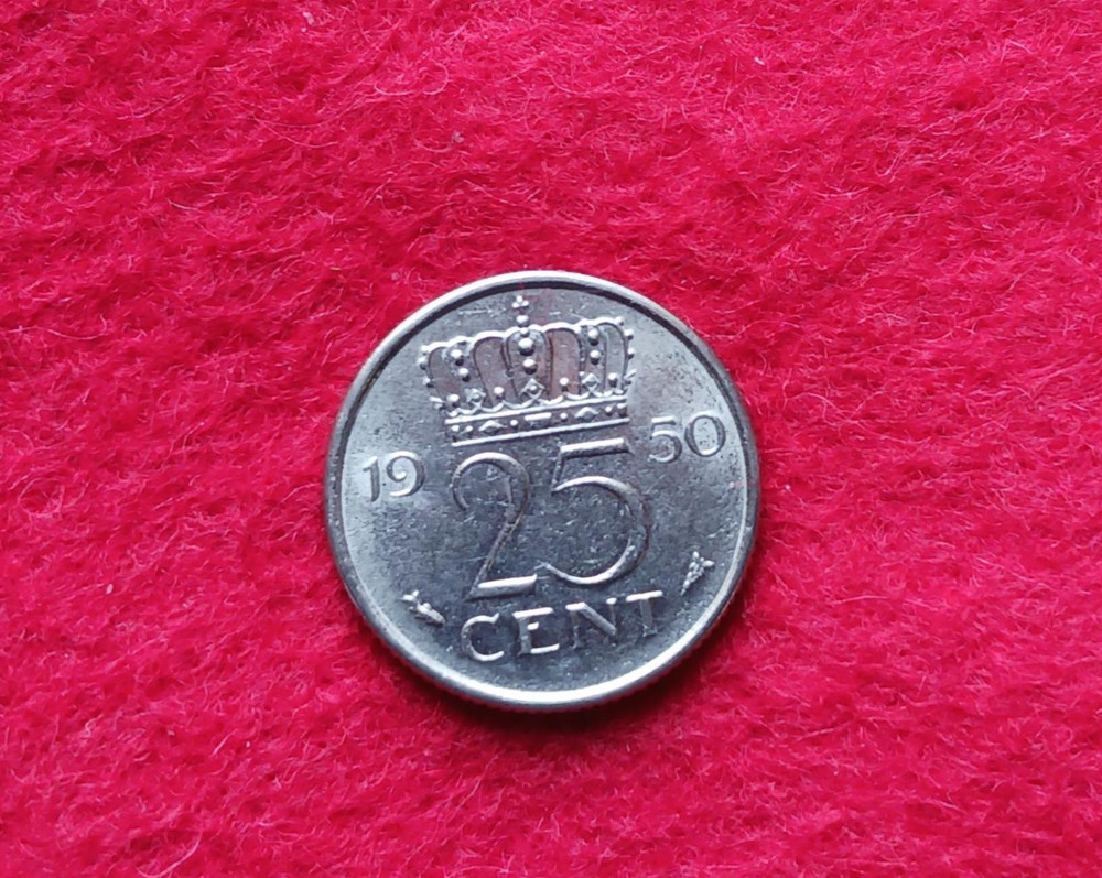 Netherlands 1950 25 Cents Coin -Uncirculated..
