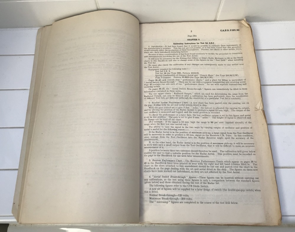WW2 Admiralty Test Set SE2 Handbook – 1944