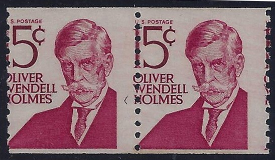 1305E - 15c Misperf COD Error / EFO Pair "Oliver Wendell Holmes" Mint NH
