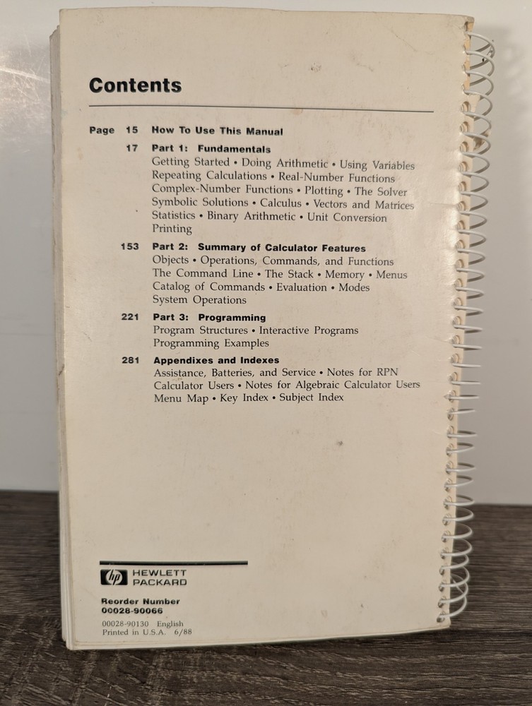 Original Manual & Reference Manual for Hewlett Packard HP-28S Calculator