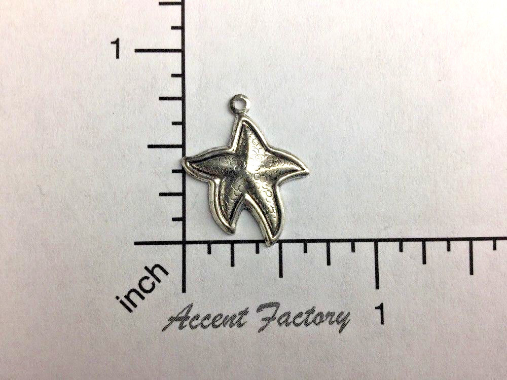46104 - 6 Pc Small Starfish Jewelry Finding Charm SILVER Ox