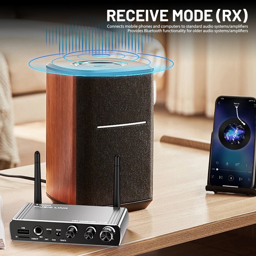 Bluetooth 5.4 Transmitter Receiver Long Range For TV Home Stereo Audio Adapter