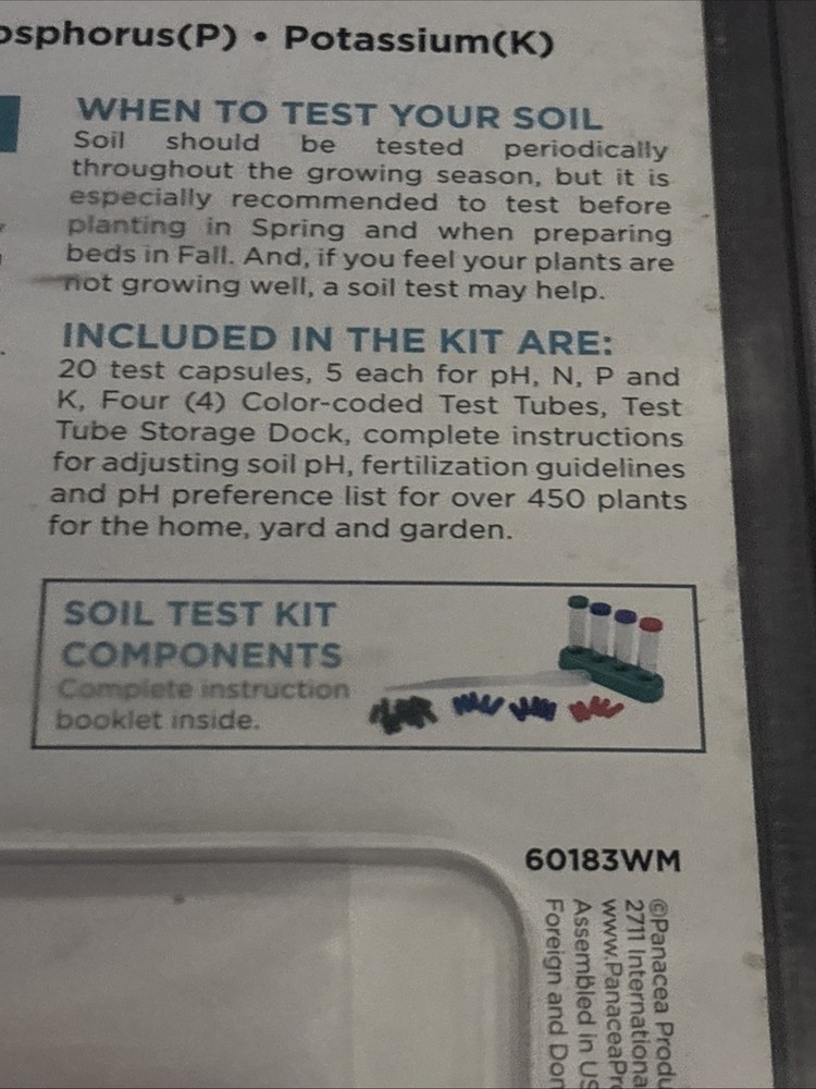 Soil Testing Kit-20 Tests-pH, Nitrogen, Phosphorus, & Potassium-Incl. Tube Rack
