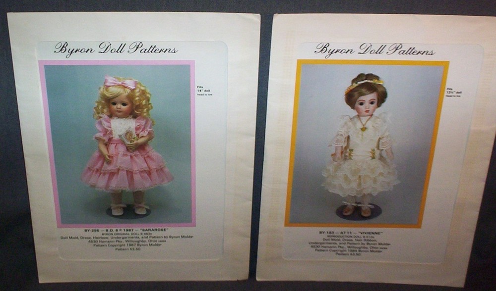 10 DIFFERENT VINTAGE BYRON DOLL PATTERNS - ALL COMPLETE - 1 UNCUT