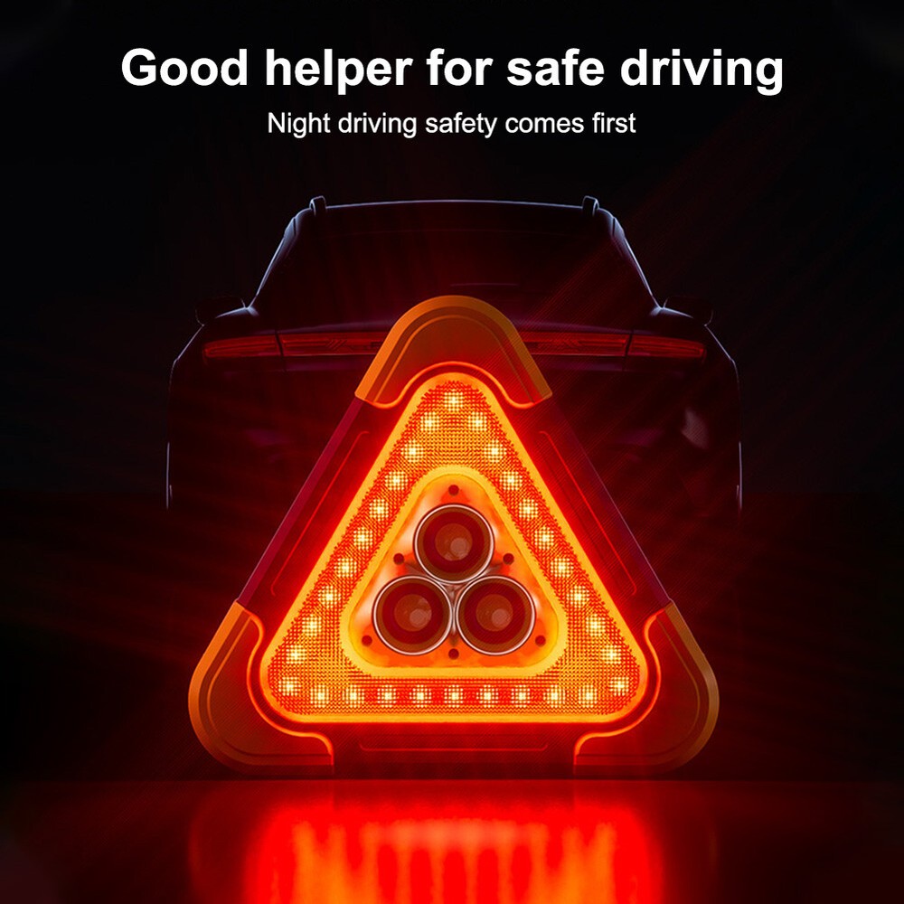 Solar Car Safety Triangle Emergency Light 5 Mode Warning Triangle LED Road Light