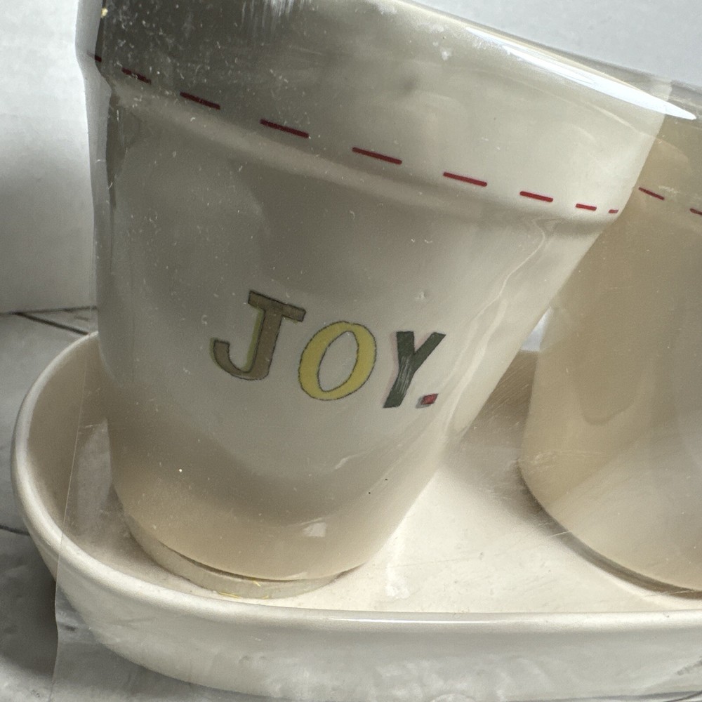 Rae Dunn Joy Peace & Merry Planter Set