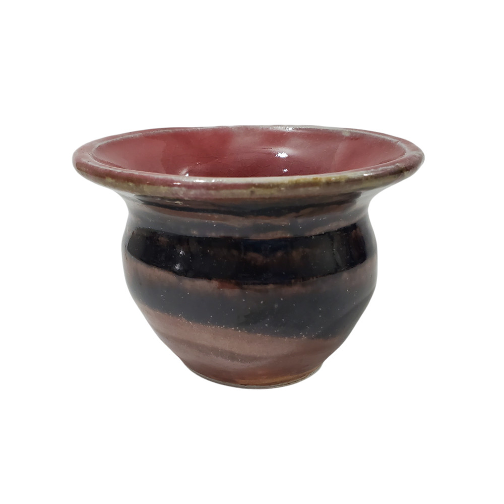 Signed Studio Art Pottery Drip Glaze Planter Flowerpot Hand Crafted
