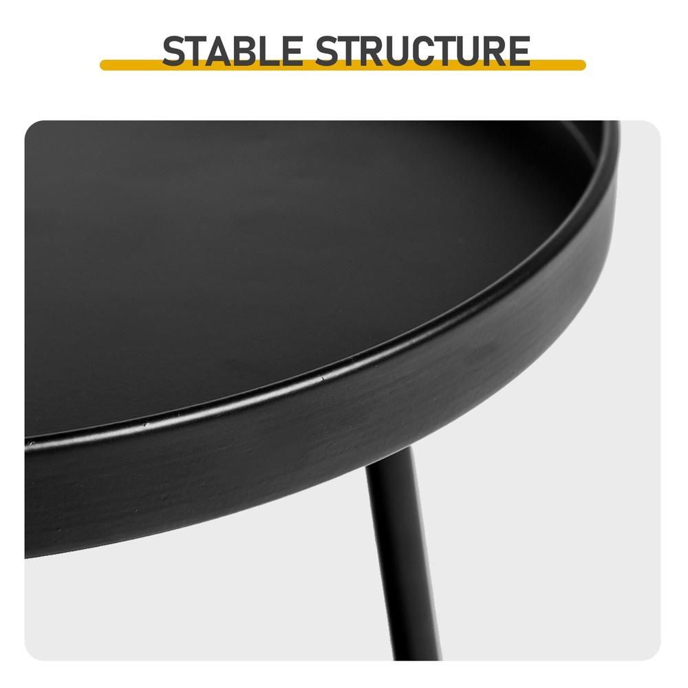 Patio Small Side Table, Round 2 Tier End Table, Metal Round Coffee Table