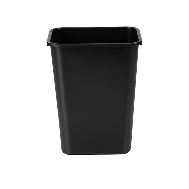 Commercial Wastebasket Trash Container, 41QT/10.25 GAL, Plastic, Black, Stackabl