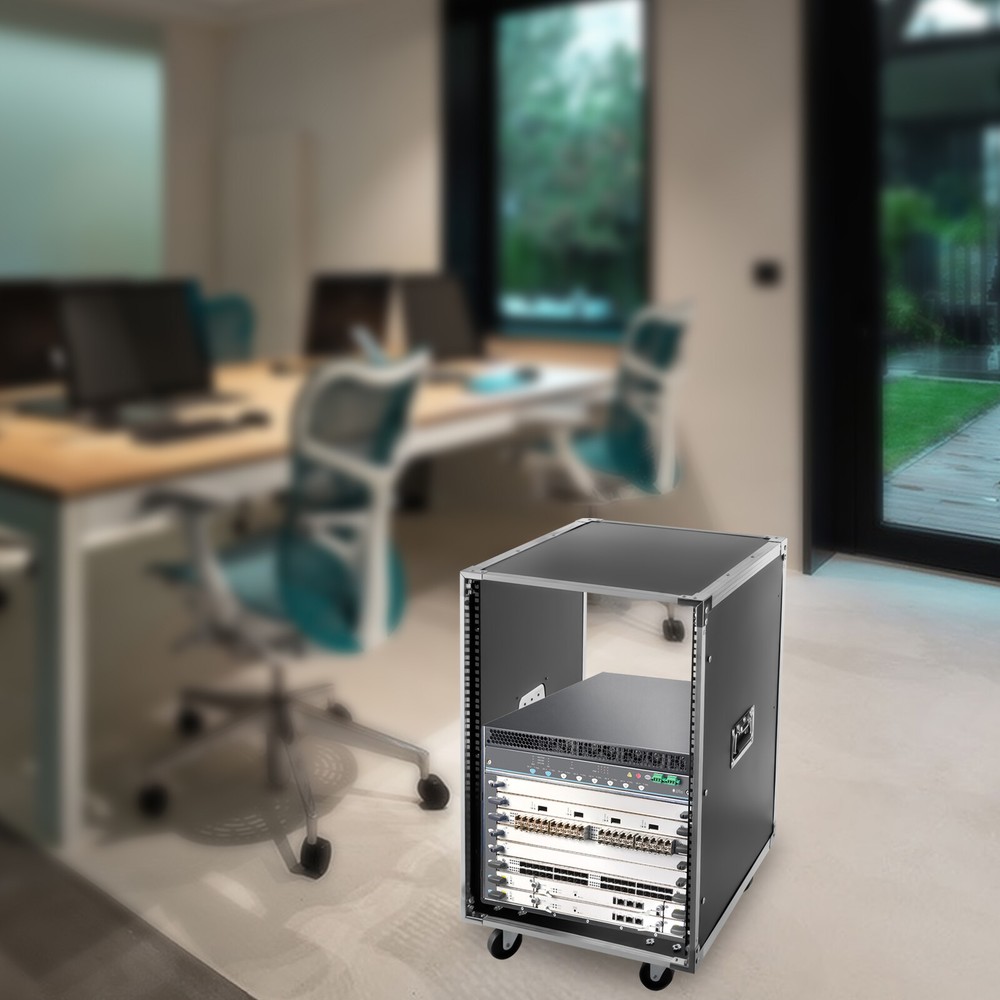 19 Inch 16U 4 Post Server Rack Open Frame Rolling Network Data Rack w/ Casters