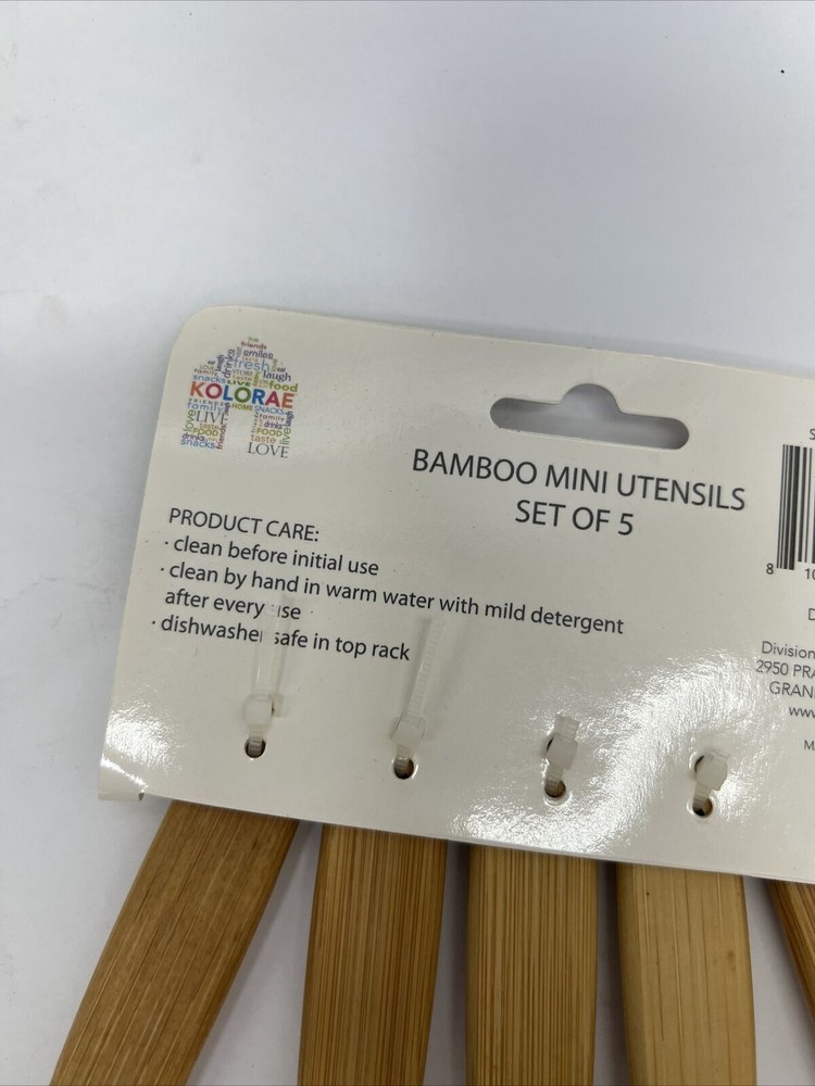 KOLORAE 5-Piece Silicone/Bamboo Mini Utensil Set